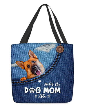 German Shepherd1-Dog Mom Life-Cloth Tote Bag