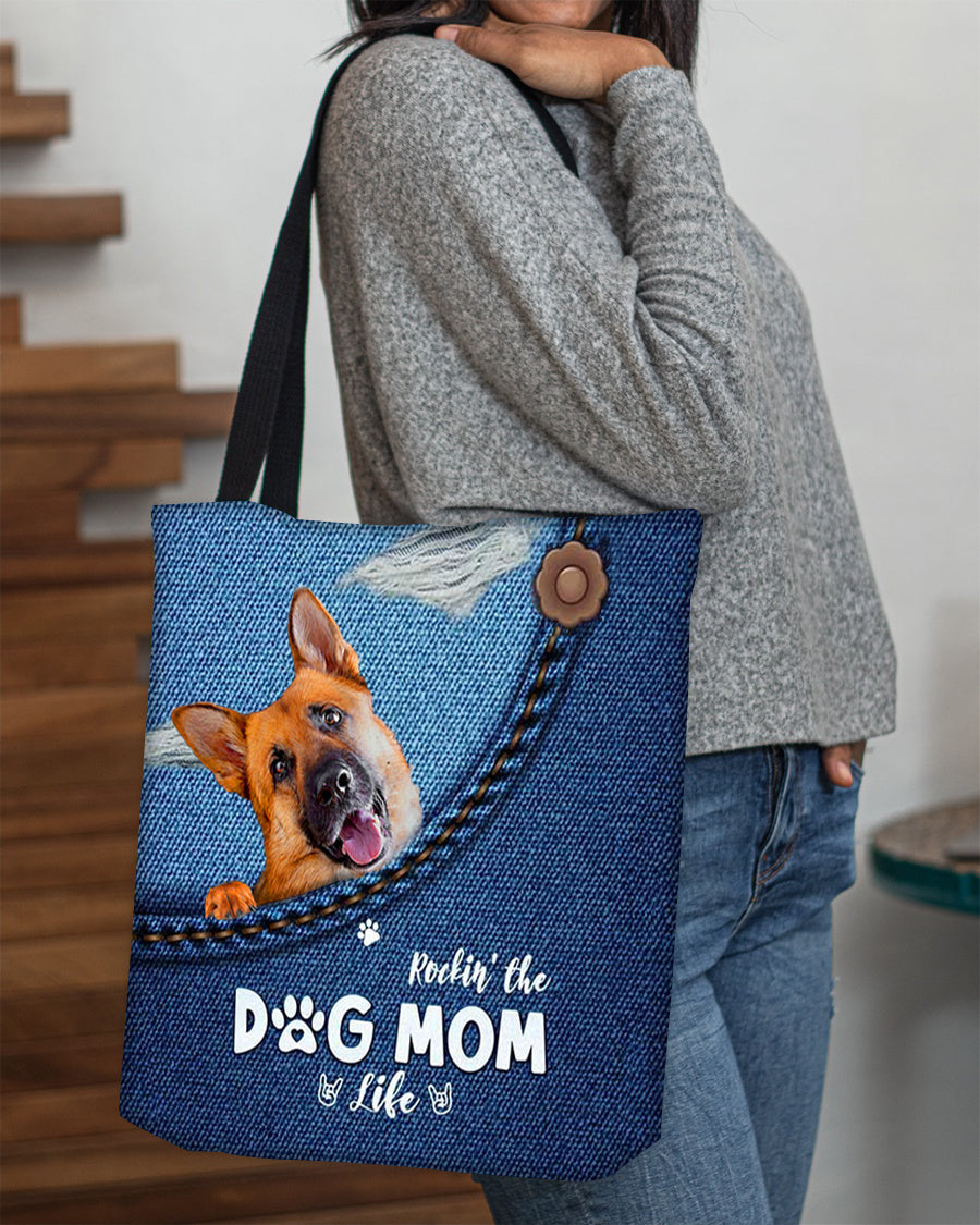 German Shepherd1-Dog Mom Life-Cloth Tote Bag