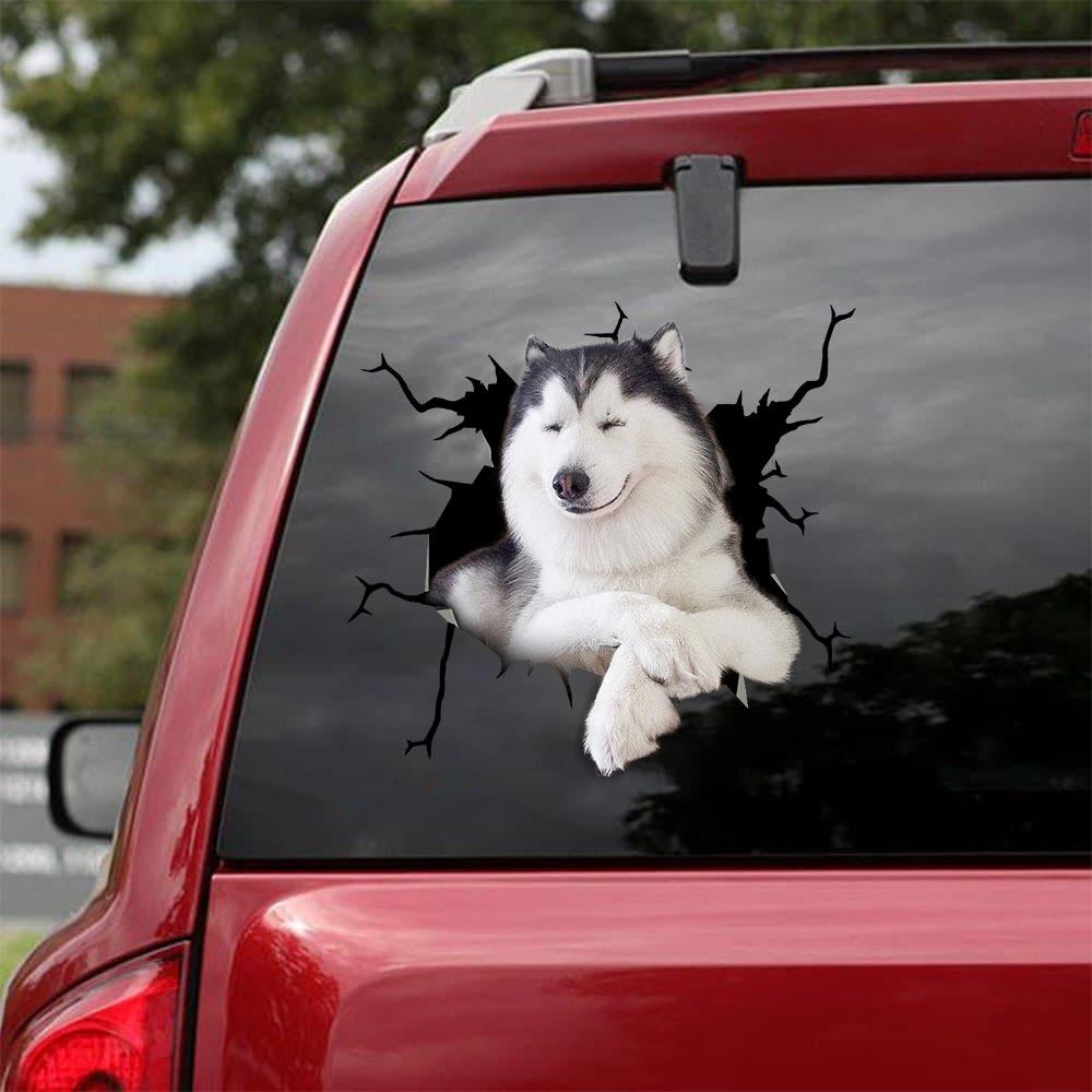 Alaskan Malamute Crack Car Sticker, Toilet Sticker, Fridge Sticker 1