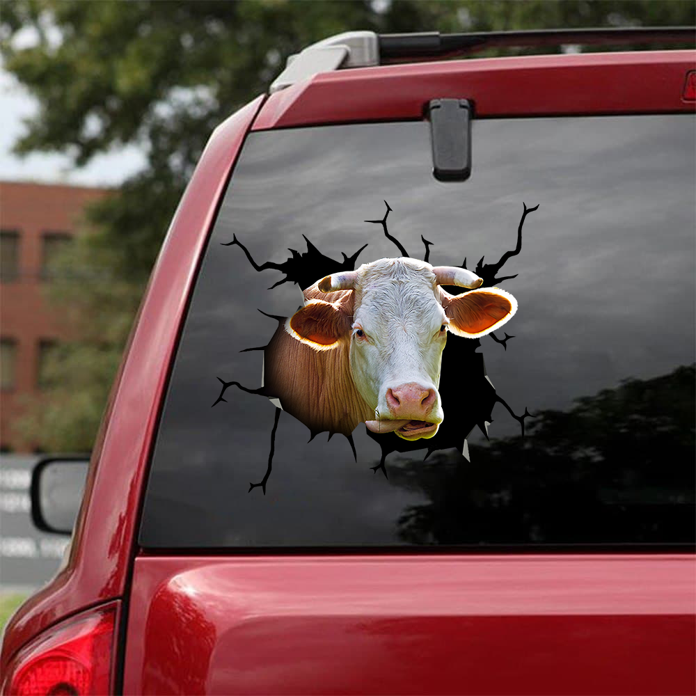 SIMMENTAL COW CRACK STICKER CATTLE LOVER