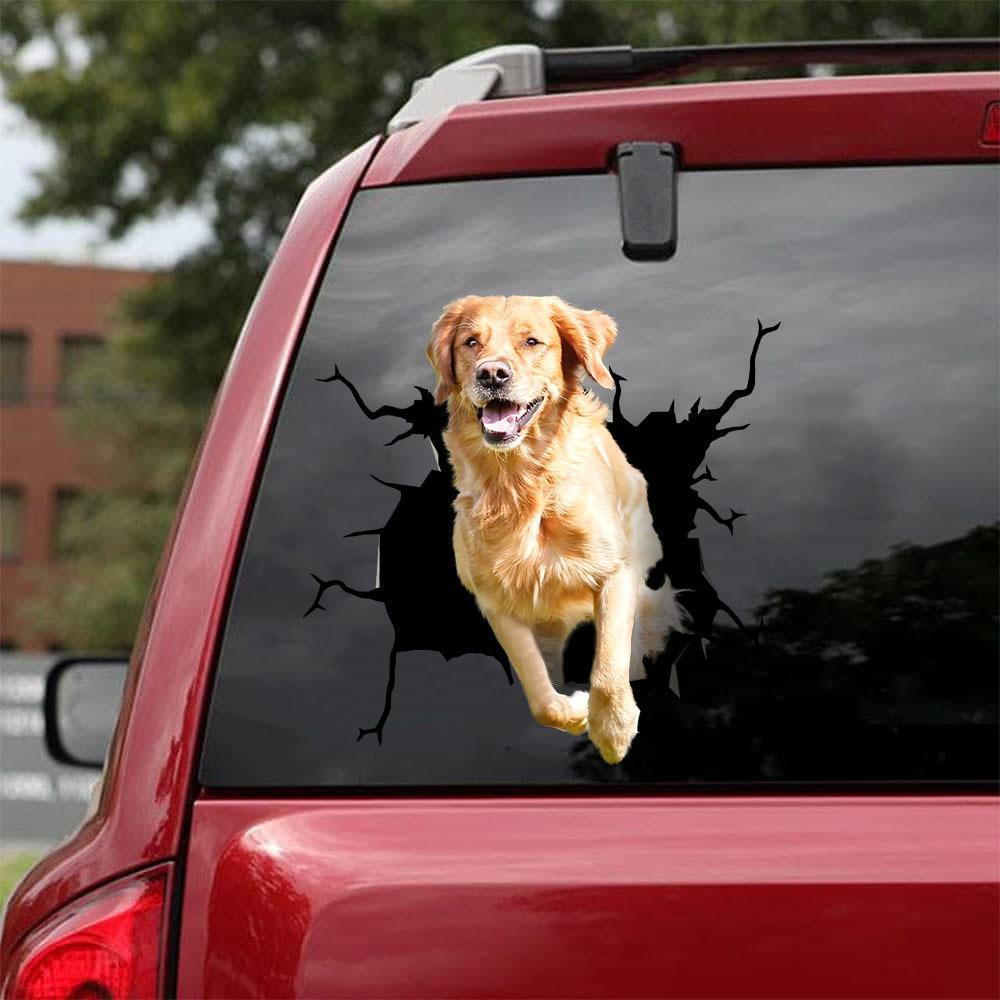 Golden Retriever Crack Car Sticker, Toilet Sticker, Fridge Sticker 20