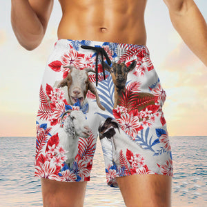 goat in american flag pattern shorts