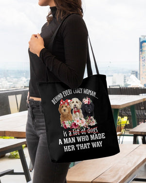 goldendoodle-Crazy Woman Cloth Tote Bag