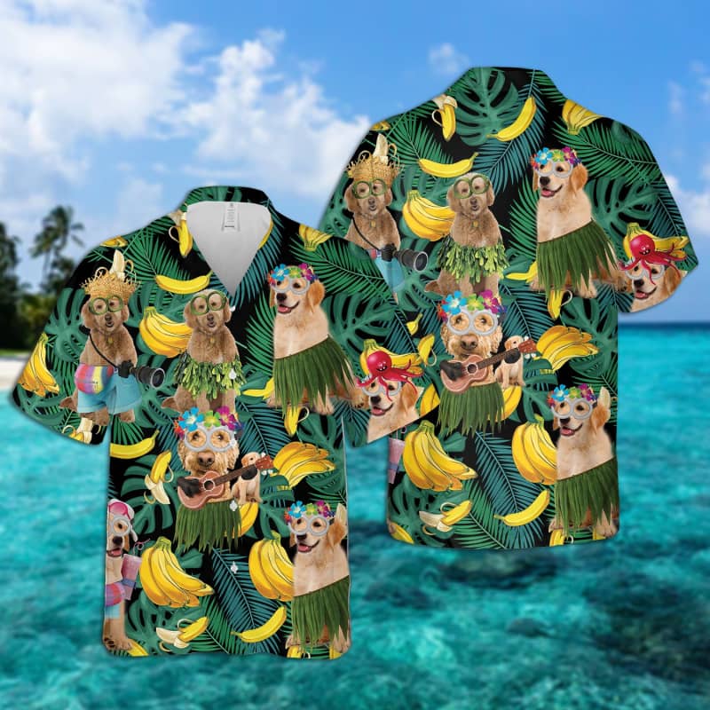 Goldendoodle Summer Leaves Hawaiian Shirt 2