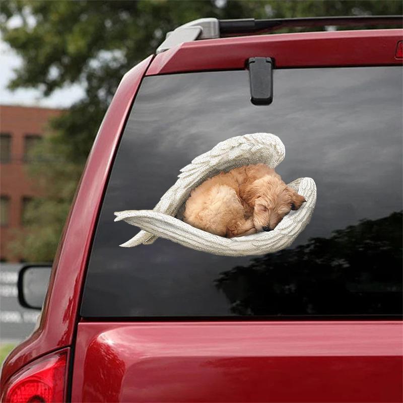 Goldendoodle-sleeping angel CAR STICKER