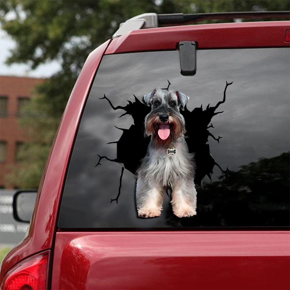 Miniature Schnauzer  Crack Car Sticker, Toilet Sticker, Fridge Sticker 15