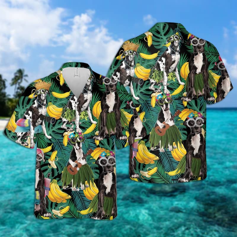 Great Dane Summer Leaves Hawaiian Shirt 2