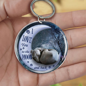 Greyhound Moon Back-Round Resin Epoxy Metal Keychain