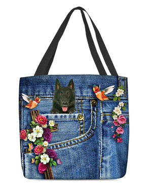 Groenendael-Cardinal & Cross Flower Cloth Tote Bag