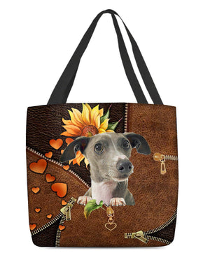 Greyhound-Sunflower&zipper Cloth Tote Bag