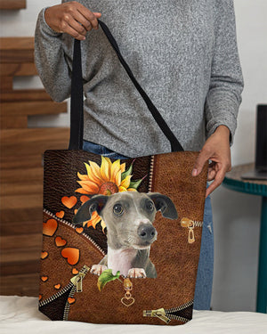 Greyhound-Sunflower&zipper Cloth Tote Bag