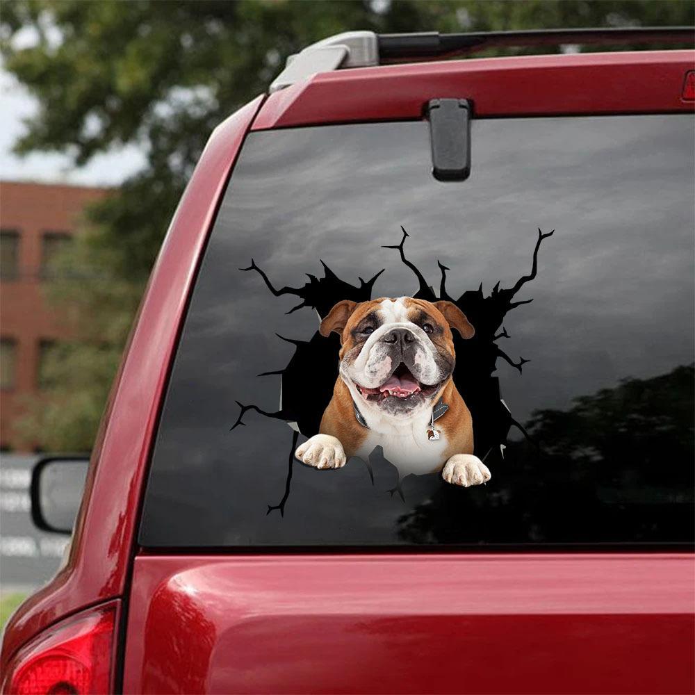 Bulldog English Bulldog Crack Car Sticker, Toilet Sticker, Fridge Sticker 3