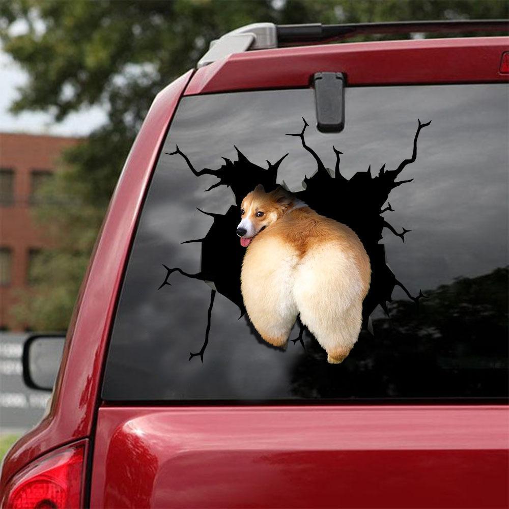 Welsh Corgi Crack Car Sticker, Toilet Sticker, Fridge Sticker 23