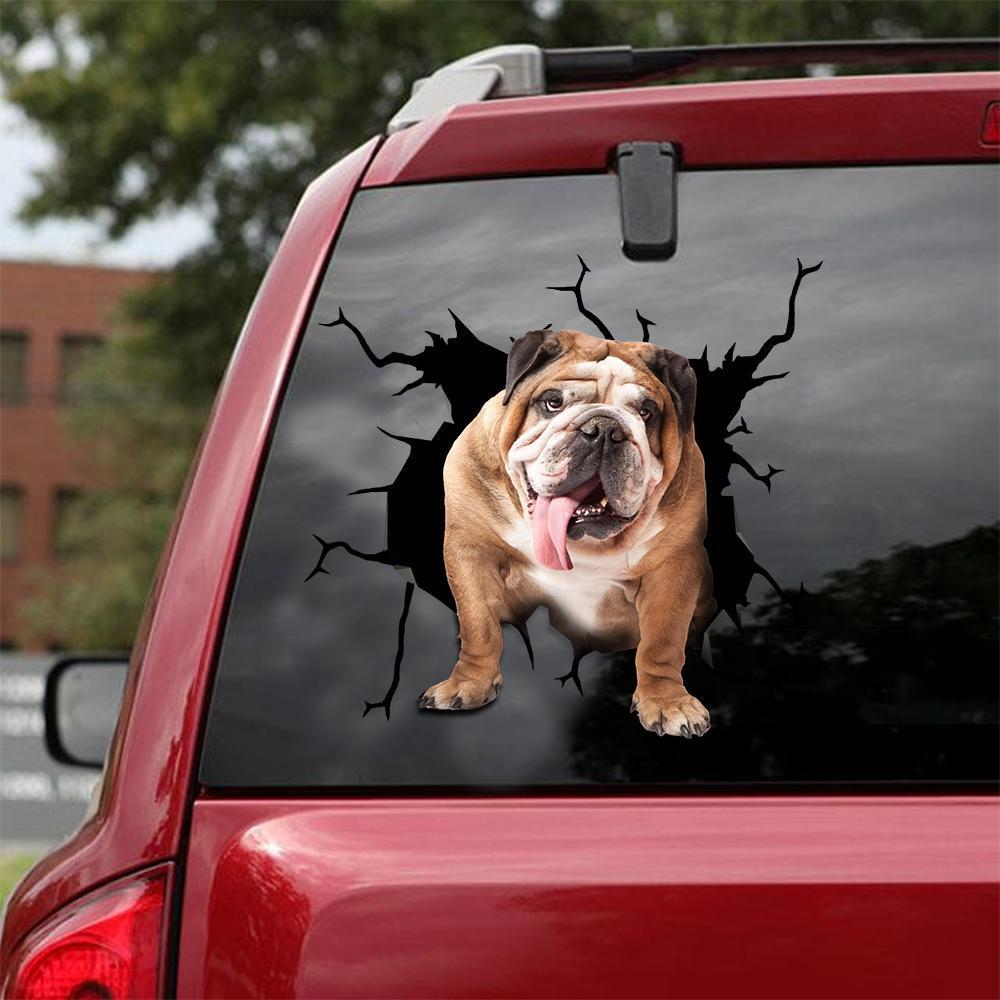 Bulldog English Bulldog Crack Car Sticker, Toilet Sticker, Fridge Sticker 17