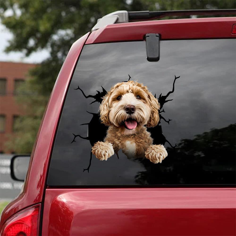 LABRADOODLE CRACK CAR STICKER 1