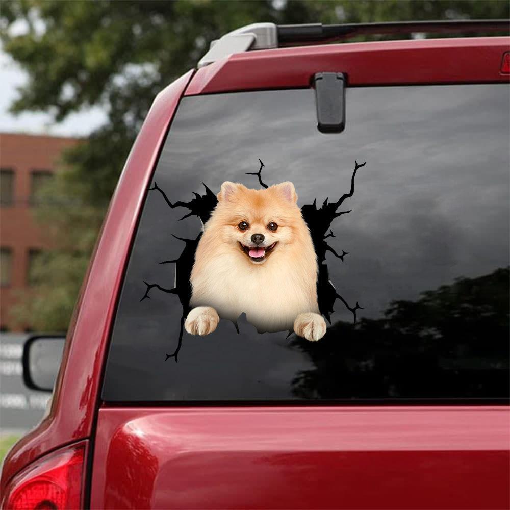 Pomeranian Crack Car Sticker, Toilet Sticker, Fridge Sticker 18