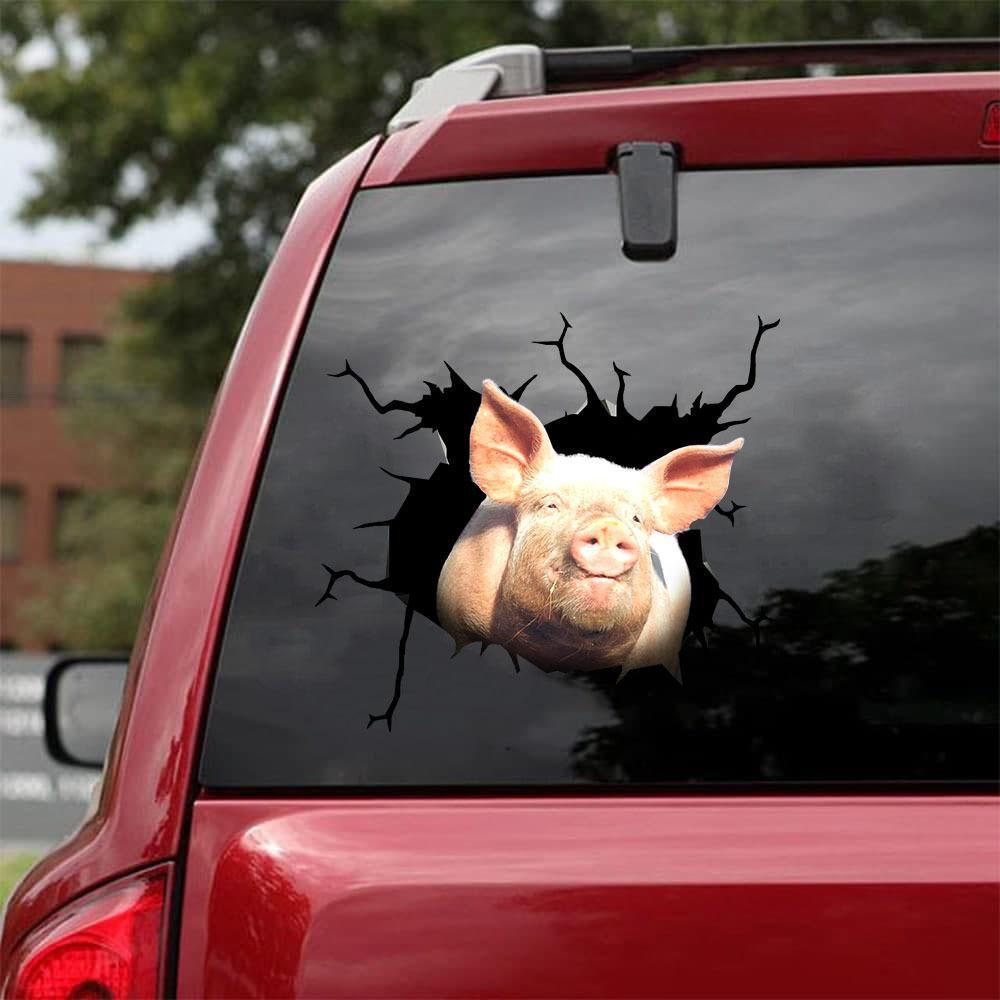 PIG CRACK STICKER ANIMALS LOVER 4