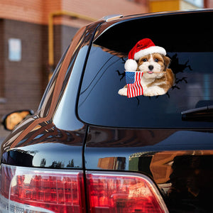 Havanese2 And American Flag Independent Day Car Sticker Decal