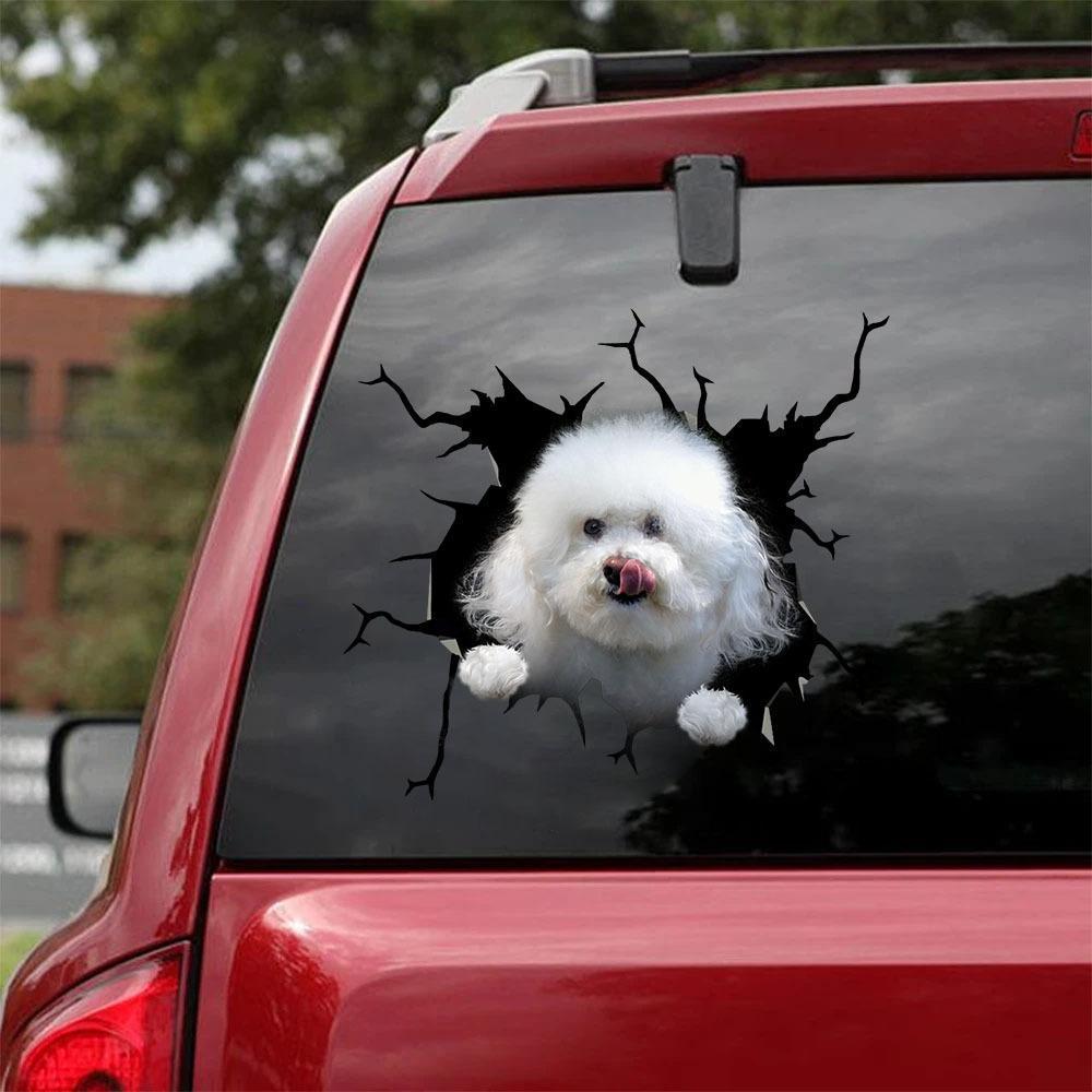 Bichon Frise Crack Car Sticker, Toilet Sticker, Fridge Sticker 9