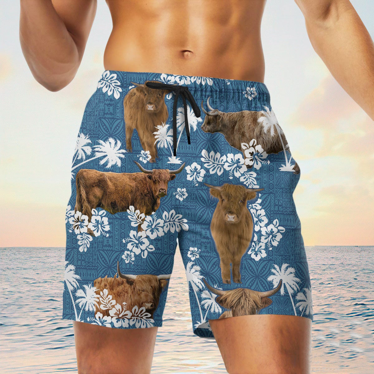 highland Blue Tribal Shorts