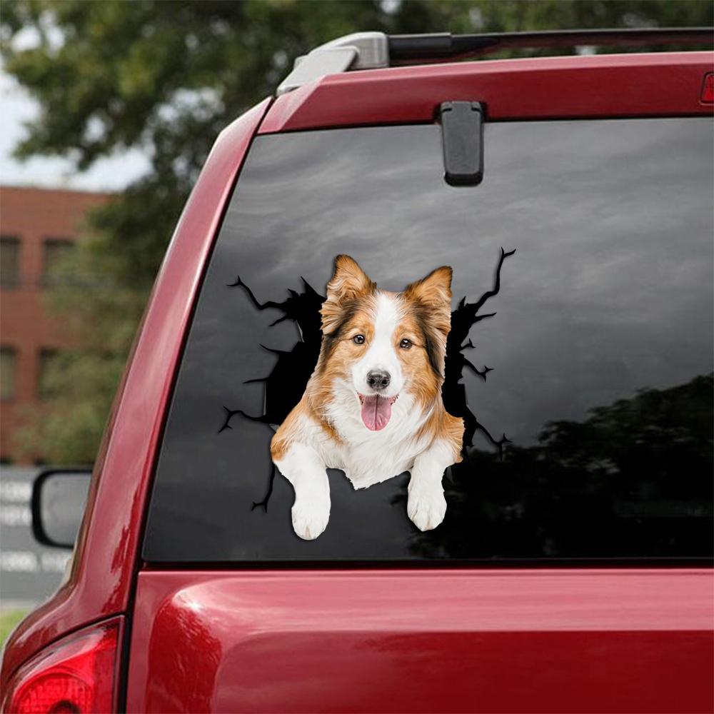 Border Collie Crack Car Sticker, Toilet Sticker, Fridge Sticker 14