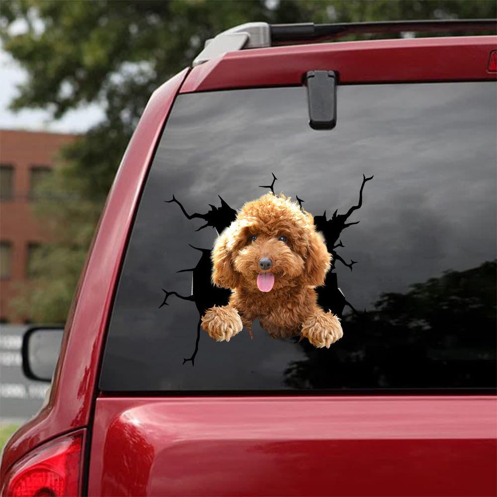 Poodle Crack Car Sticker, Toilet Sticker, Fridge Sticker 2