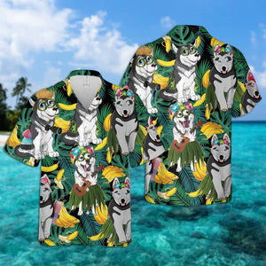 Husky Summer Leaves Hawaiian Shirt 2