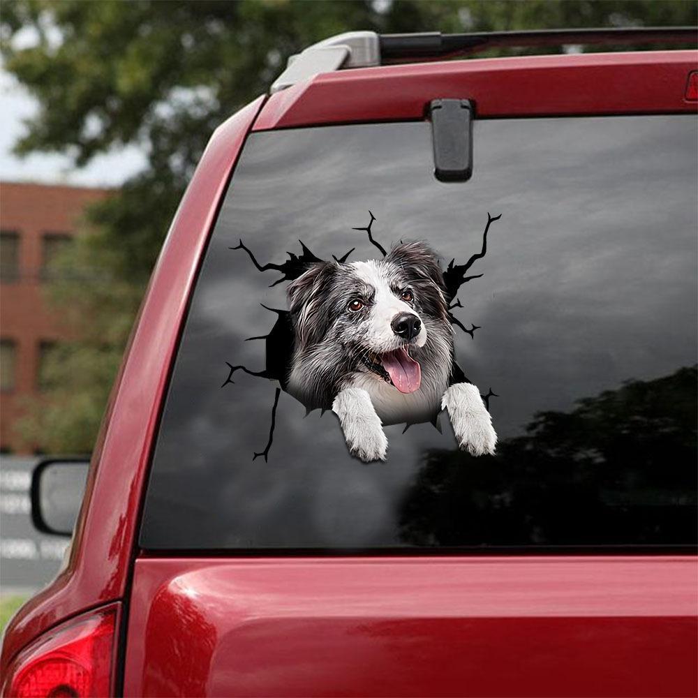 Border Collie Crack Car Sticker, Toilet Sticker, Fridge Sticker 26