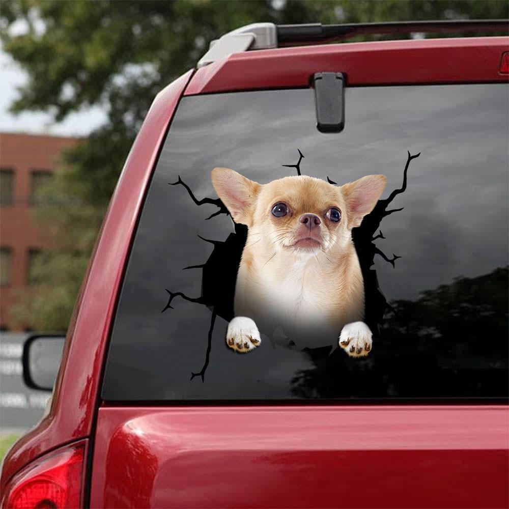 Chihuahua Crack Car Sticker, Toilet Sticker, Fridge Sticker (3)