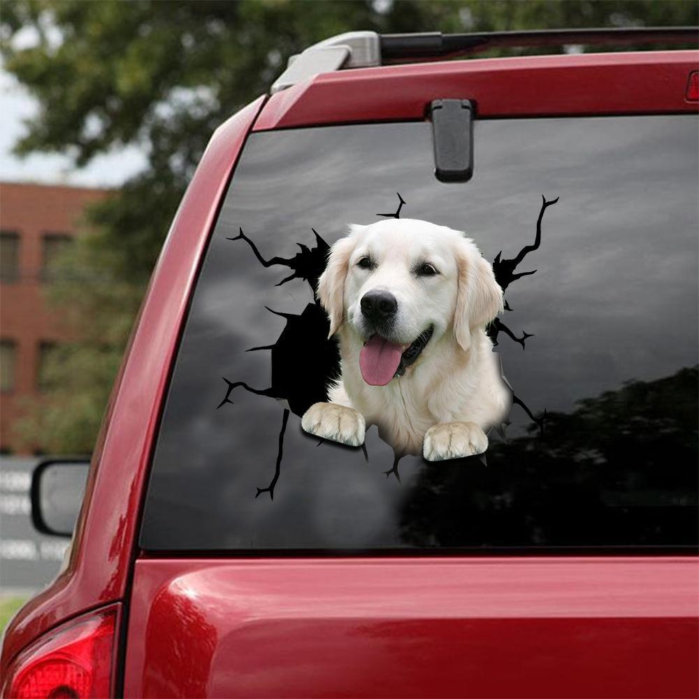 Golden Retriever Crack Car Sticker, Toilet Sticker, Fridge Sticker 17