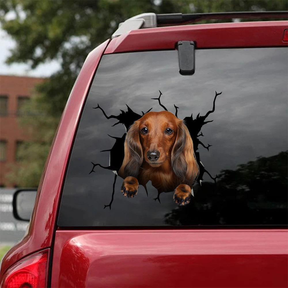 Dachshund Crack Car Sticker, Toilet Sticker, Fridge Sticker (6)