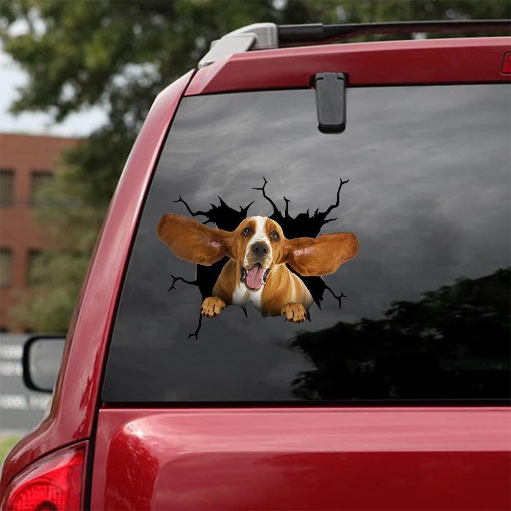 Basset Hound Crack Car Sticker, Toilet Sticker, Fridge Sticker 6