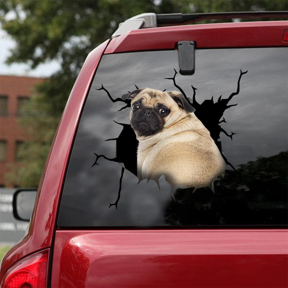 Pug Crack Car Sticker 17