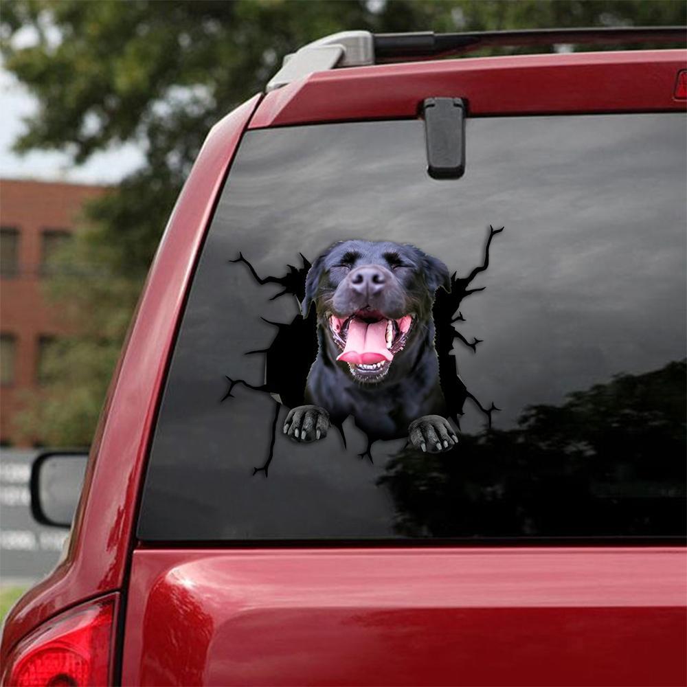 Black Labrador Retriever Crack Car Sticker, Toilet Sticker, Fridge Sticker 6