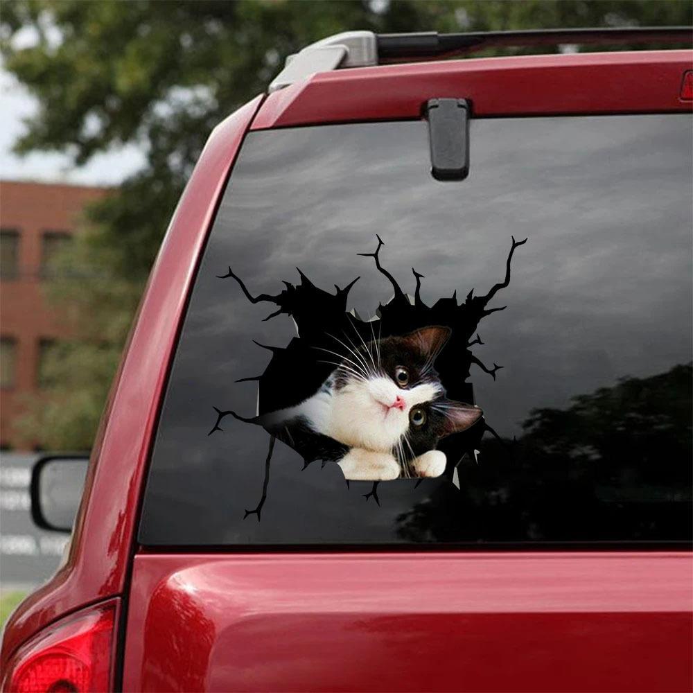 TUXEDO CRACK CAR STICKER CATS LOVER 2