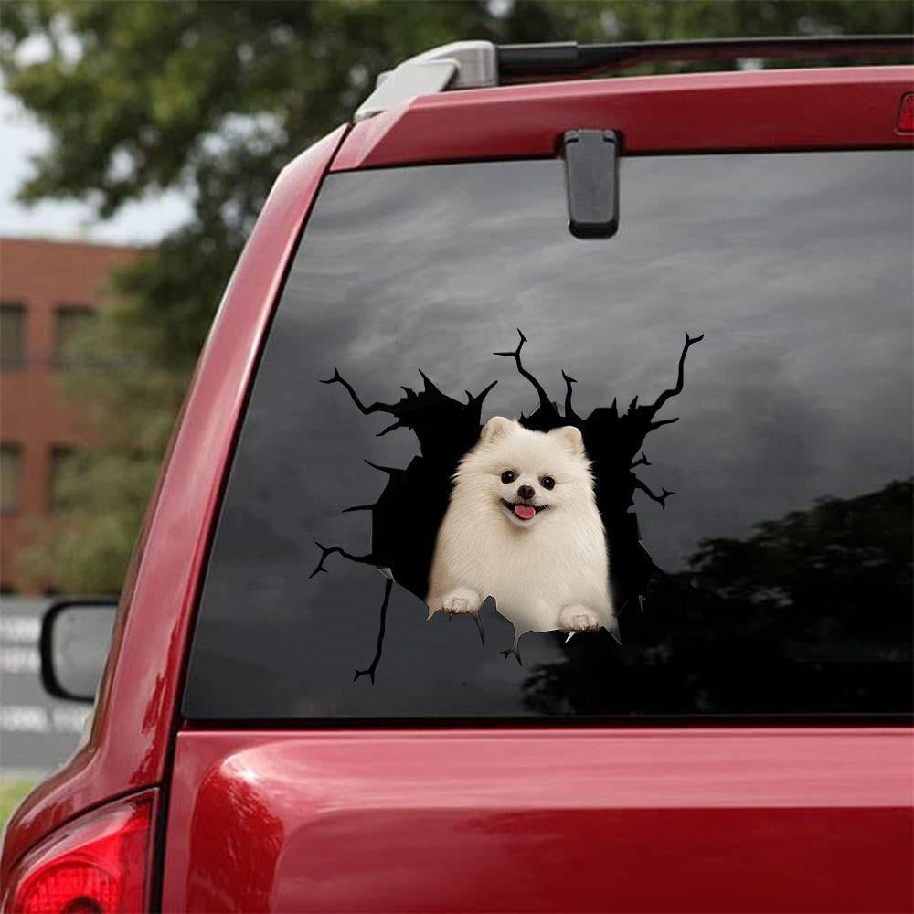 Pomeranian Crack Car Sticker, Toilet Sticker, Fridge Sticker 16