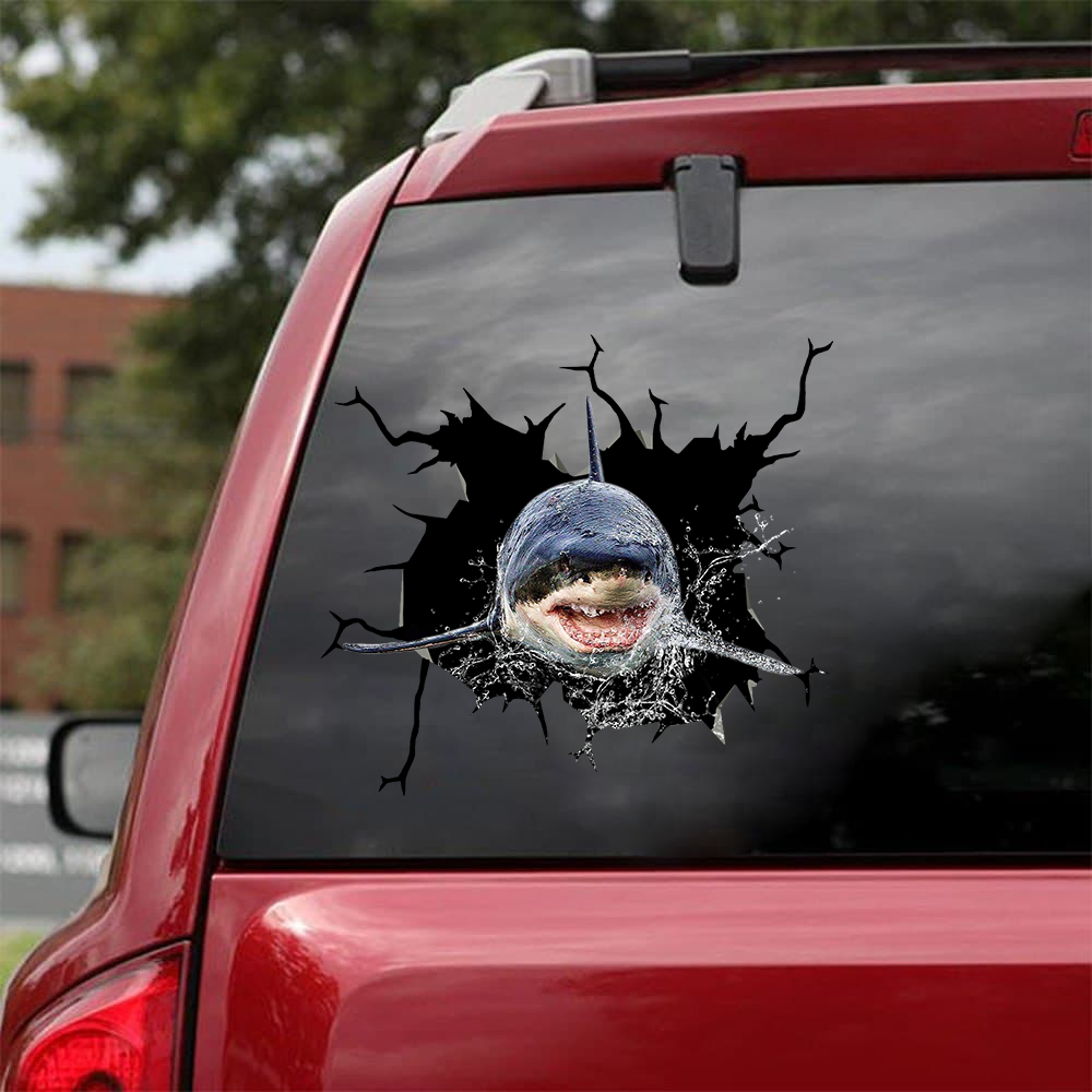 Shark Crack Car Sticker, Toilet Sticker, Fridge Sticker 3