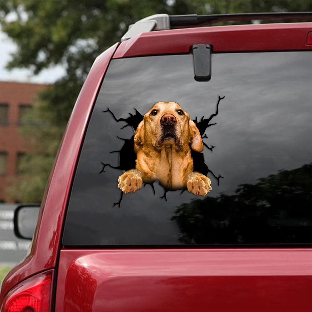 Golden Retriever Crack Car Sticker, Toilet Sticker, Fridge Sticker 36