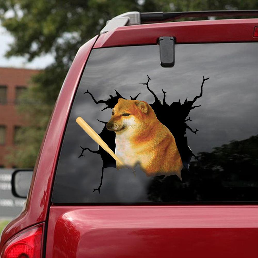 DOGE CRACK CAR STICKER - 3