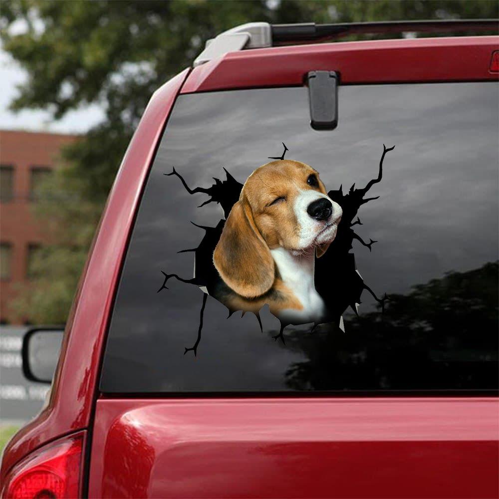 Beagle Crack Car Sticker, Toilet Sticker, Fridge Sticker 4
