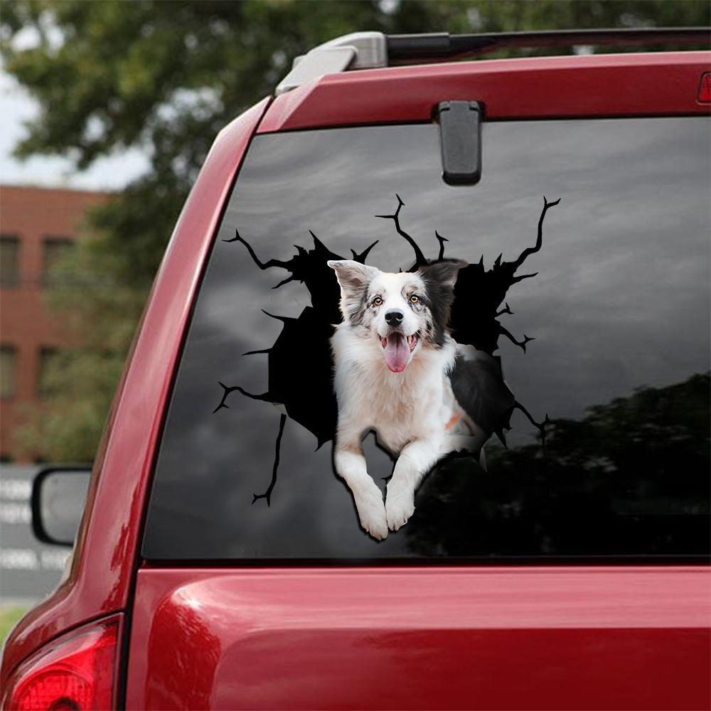 Border Collie Crack Car Sticker, Toilet Sticker, Fridge Sticker 16