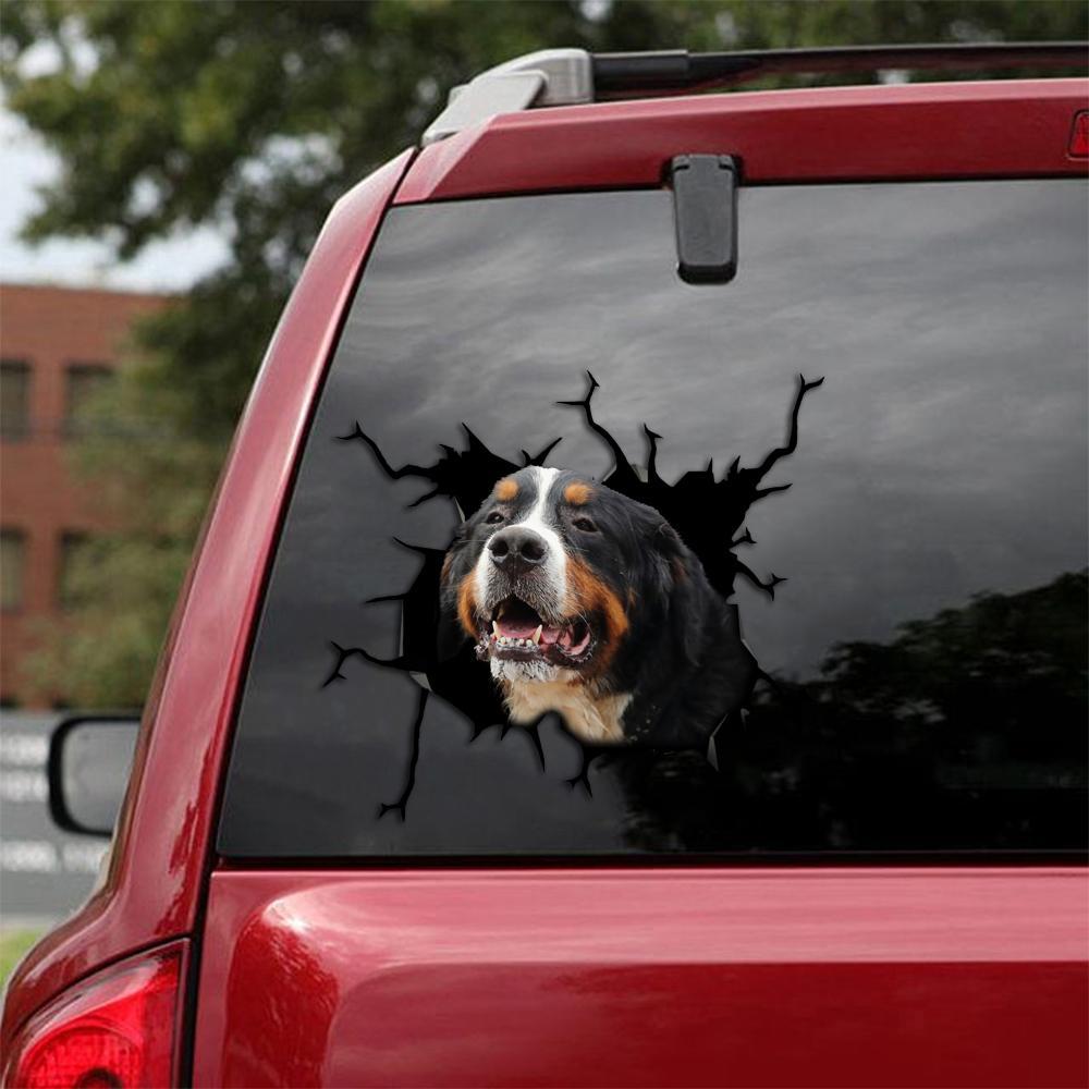 Bernese Mountain Crack Car Sticker, Toilet Sticker, Fridge Sticker 1