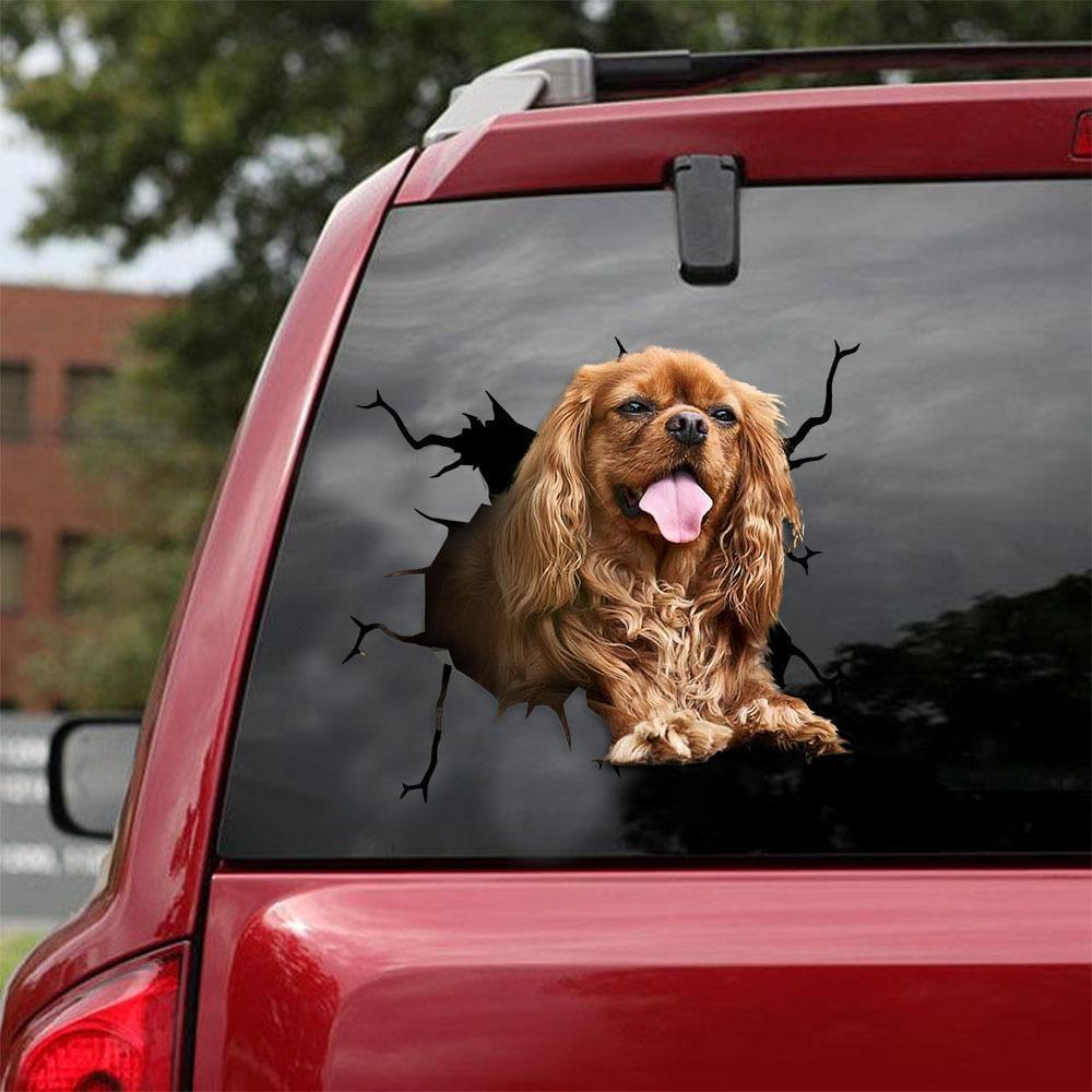 Cavalier King Charles Spaniel Crack Car Sticker, Toilet Sticker, Fridge Sticker 9