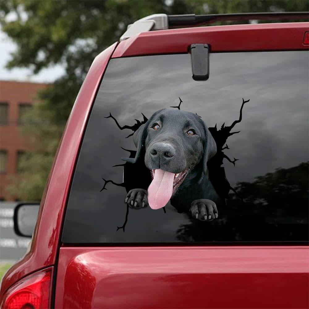 Black Labrador Retriever Crack Car Sticker, Toilet Sticker, Fridge Sticker 7