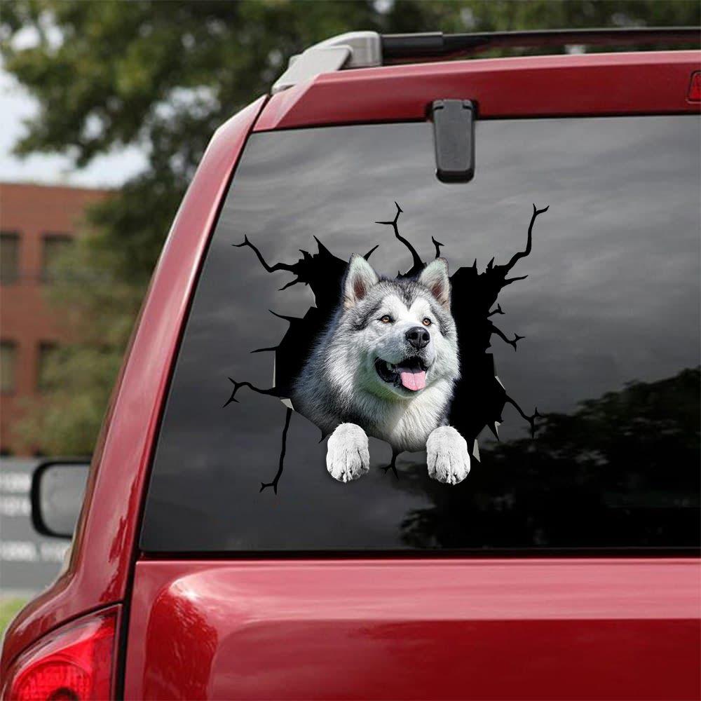 Alaskan Malamute Crack Car Sticker, Toilet Sticker, Fridge Sticker 13