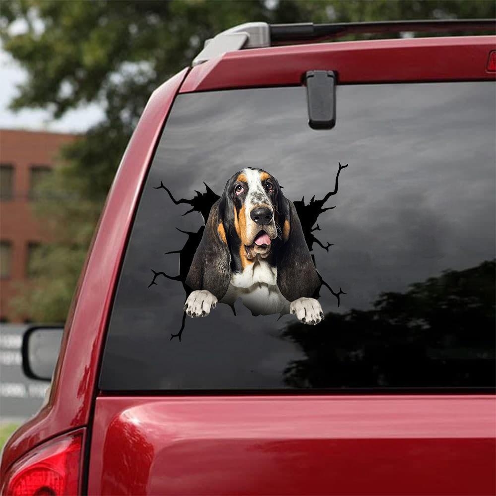 Basset Hound Crack Car Sticker, Toilet Sticker, Fridge Sticker 5