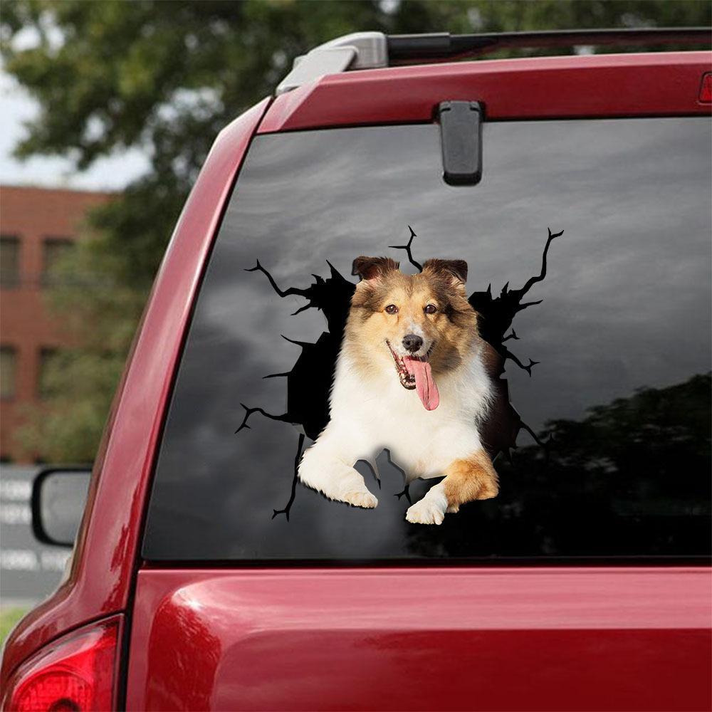 Shetland Sheepdog Crack Car Sticker, Toilet Sticker, Fridge Sticker 13