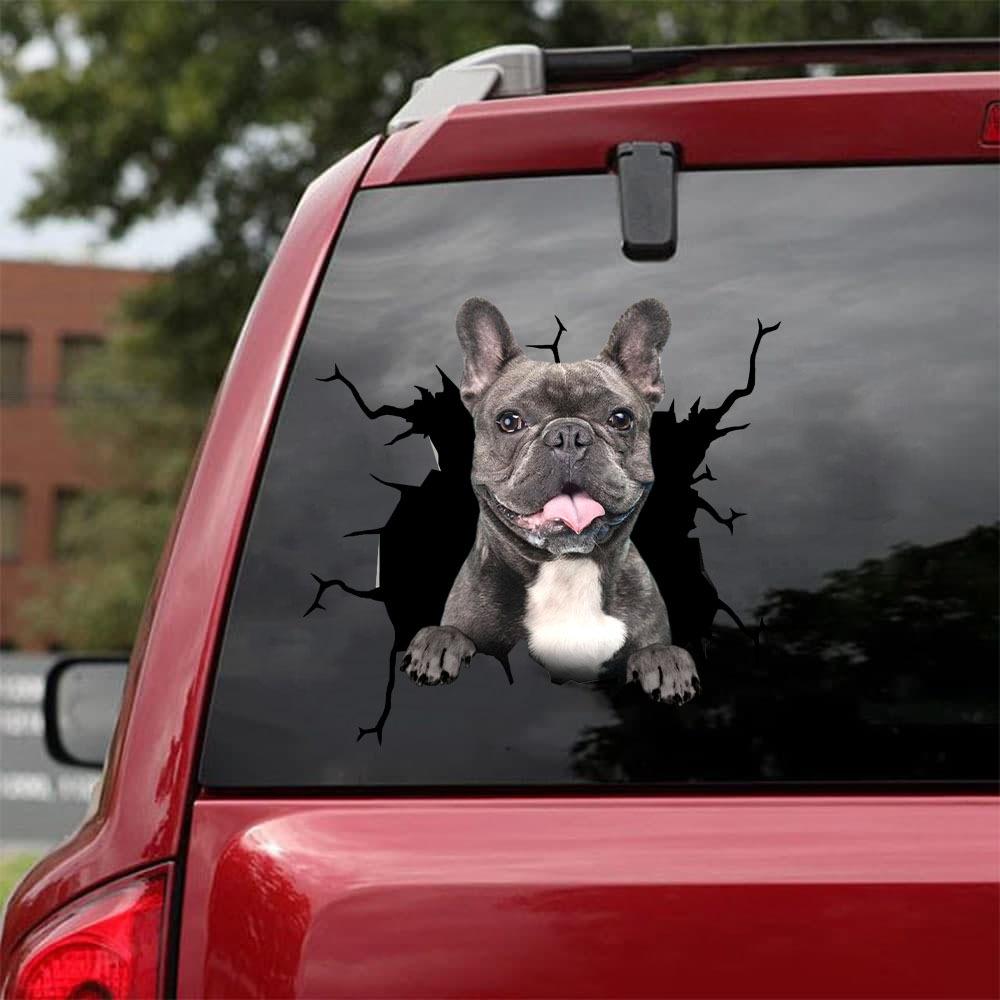 French Bulldog Crack Car Sticker, Toilet Sticker, Fridge Sticker (8)