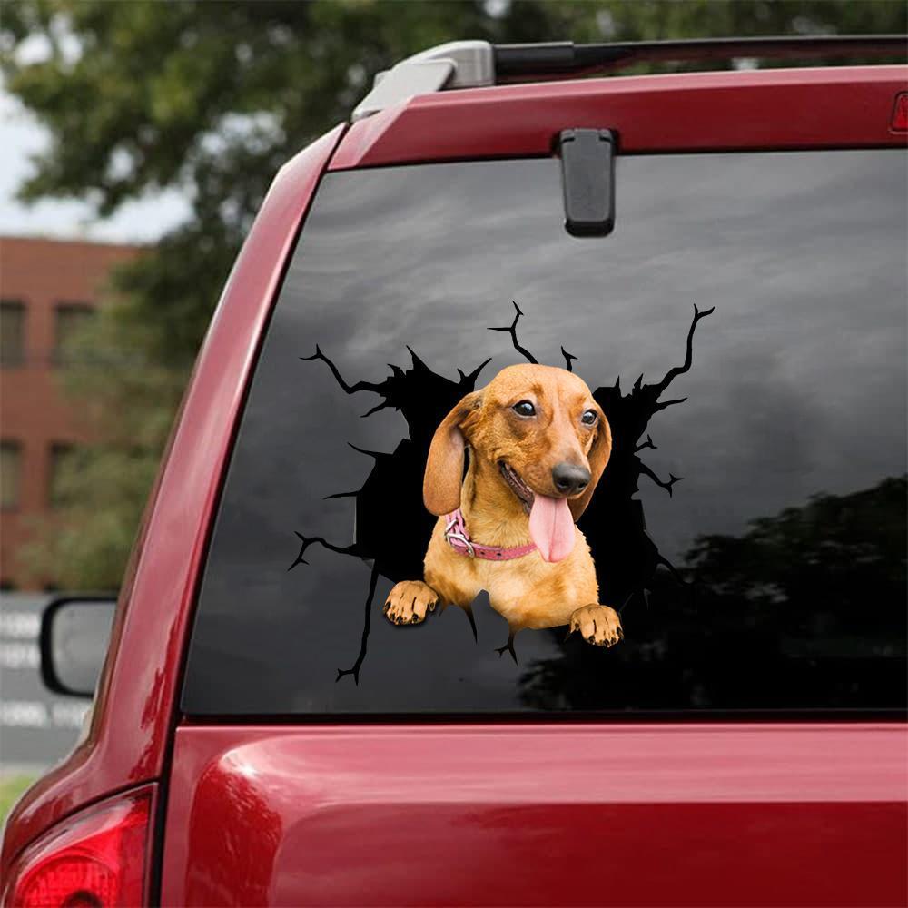 Dachshund Crack Car Sticker, Toilet Sticker, Fridge Sticker (35)