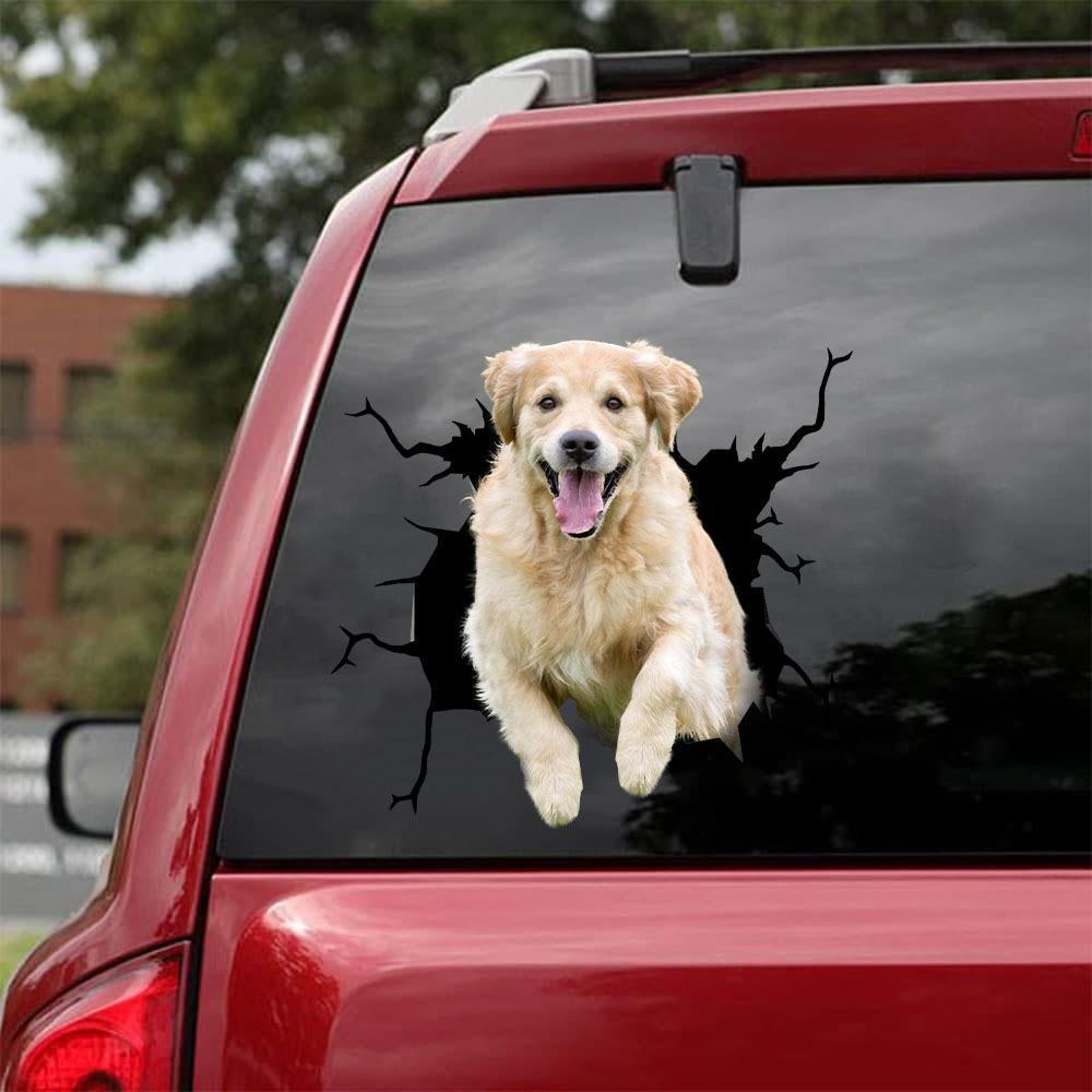 Golden Retriever Crack Car Sticker, Toilet Sticker, Fridge Sticker 29
